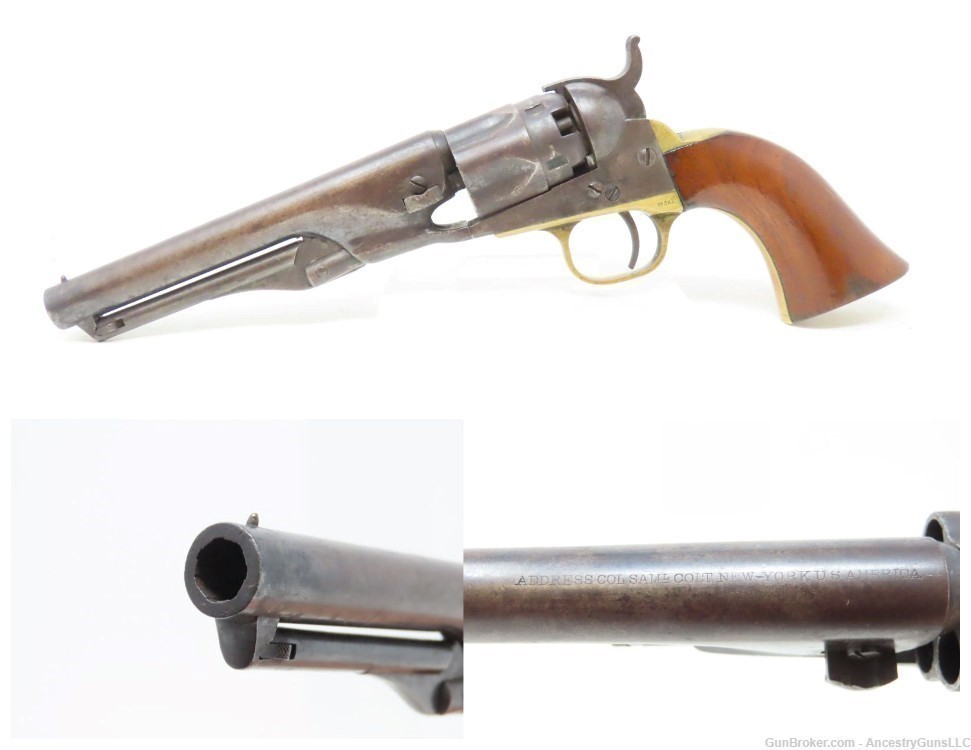 CIVIL WAR Era Antique COLT Model 1862 .36 Cal. Percussion POLICE Revolver  -img-0