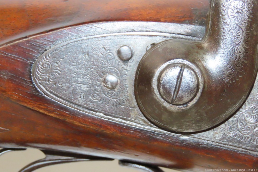 English Engraved ROBINSON & SON Antique 7 Gauge Shotgun Fowler PERCUSSION -img-6