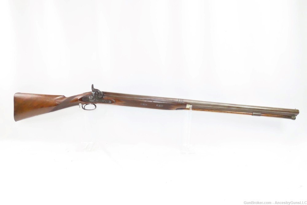 English Engraved ROBINSON & SON Antique 7 Gauge Shotgun Fowler PERCUSSION -img-1