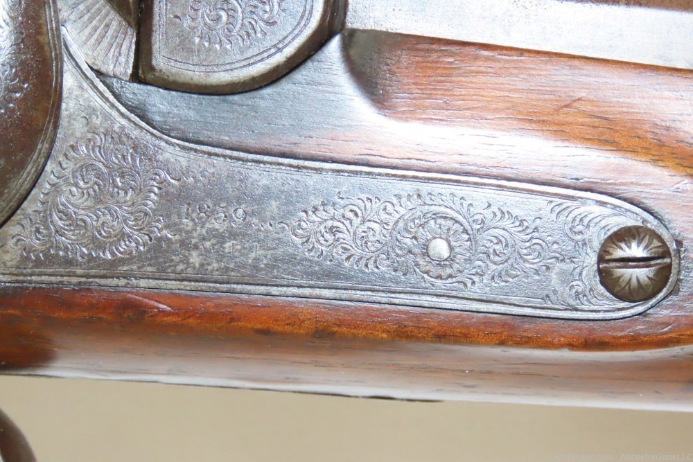 English Engraved ROBINSON & SON Antique 7 Gauge Shotgun Fowler PERCUSSION -img-5