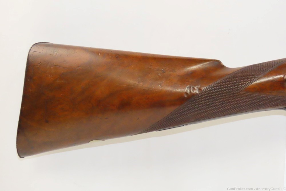 English Engraved ROBINSON & SON Antique 7 Gauge Shotgun Fowler PERCUSSION -img-2