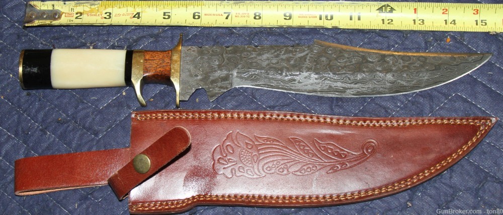 RODY STAN CUSTOM HANDMADE DAMASCUS STEEL KNIFE WOOD HANDLE 16 INCH-img-0