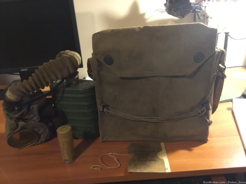 WW I M1917 US ARMY SBR Gas mask +carry bag w/manual (green can)-img-0