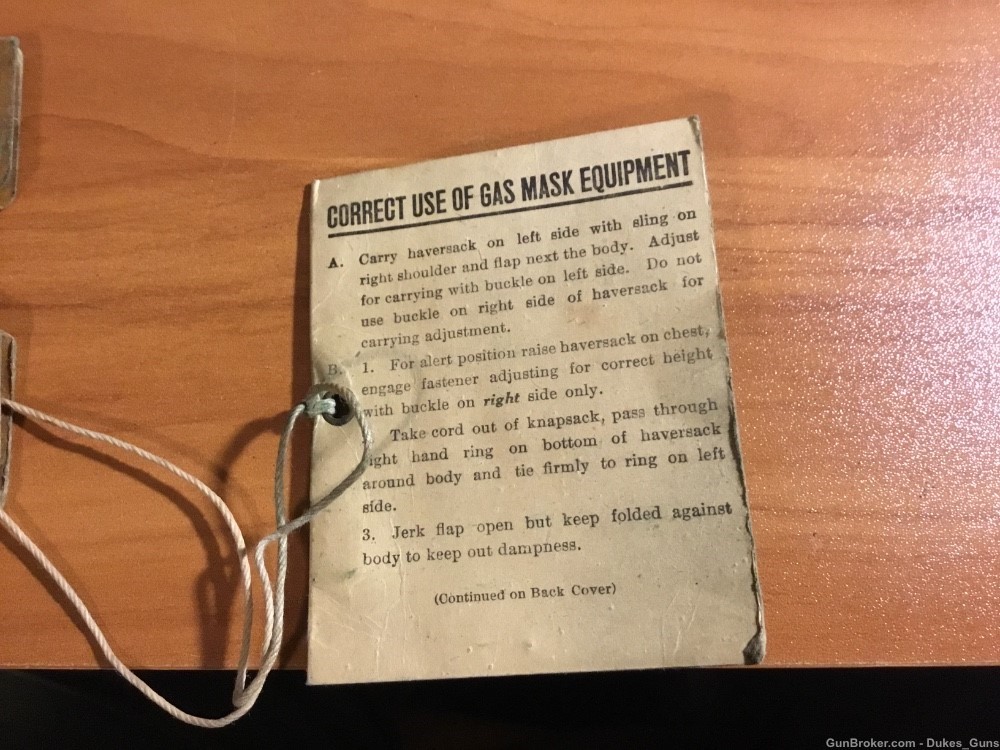 WW I M1917 US ARMY SBR Gas mask +carry bag w/manual (green can)-img-8