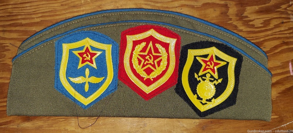 Russian cold war military garrison cap with badges and patches -img-1