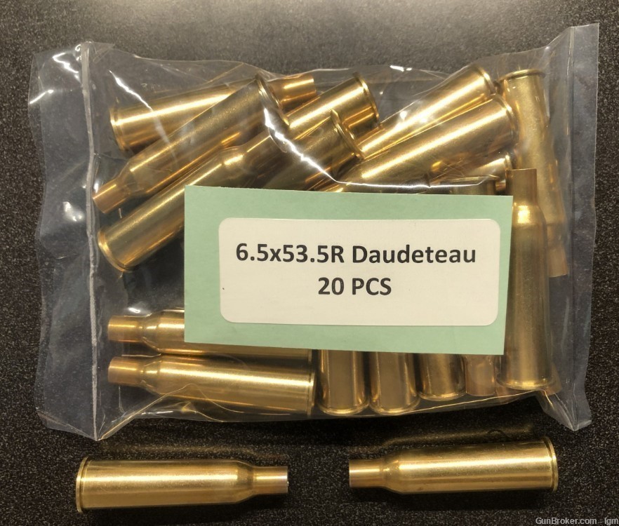 6.5x53.5R Daudeteau Dovitis Brass Boxer Casings (20)-img-0