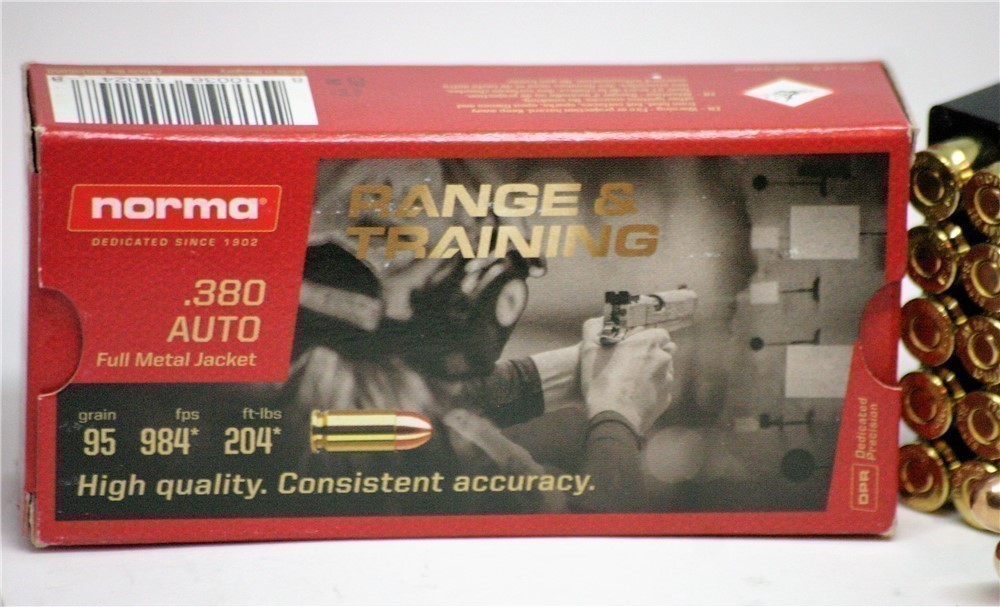 380 NORMA Auto FMJ 95 Grain 50 RDS 380 Brass Practice Ammo-img-3