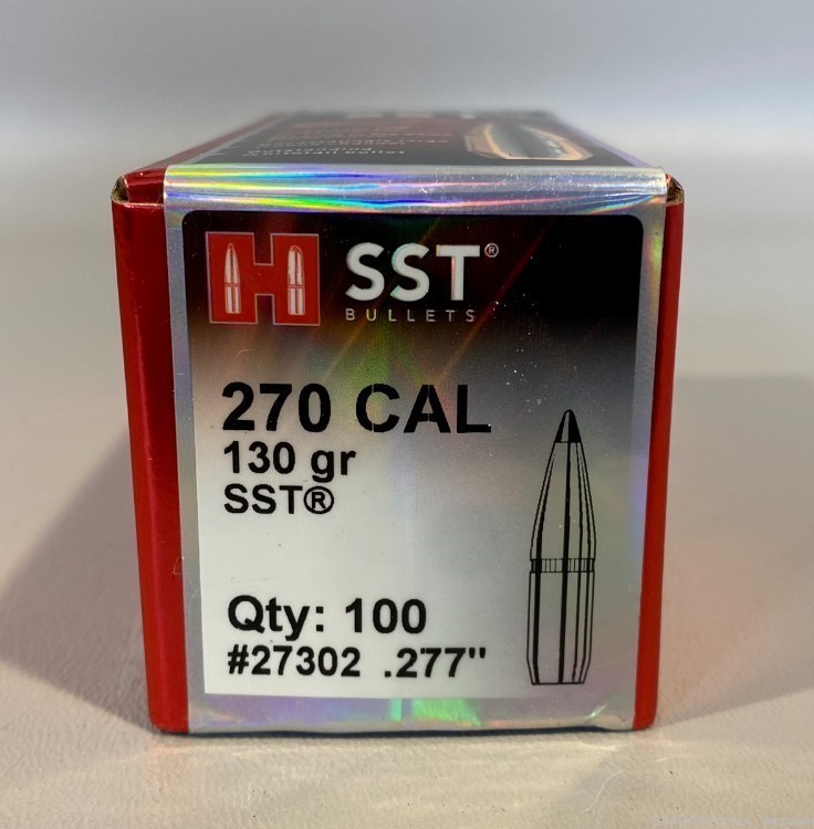 HORNADY SST 270 CAL .277" 130GR POLY TIP BOAT TAIL BULLETS; 100 COUNT-img-0
