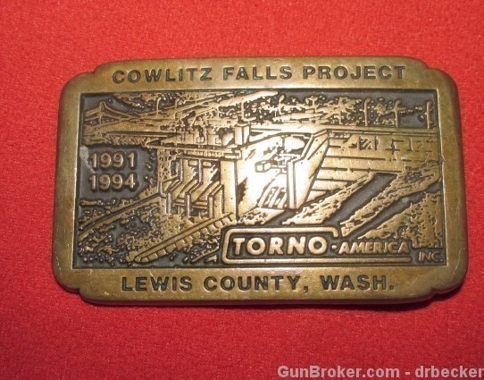 Cowlitz Falls Project belt Buckle Anacortes brass-img-0