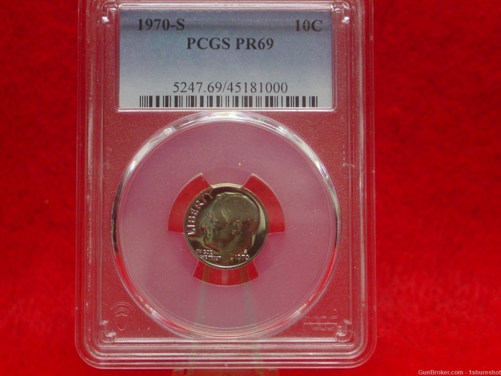 1970-S ROOSEVELT DIME TEN 10 CENTS PCGS PF69 UNCIRCULATED NICE COIN-img-0