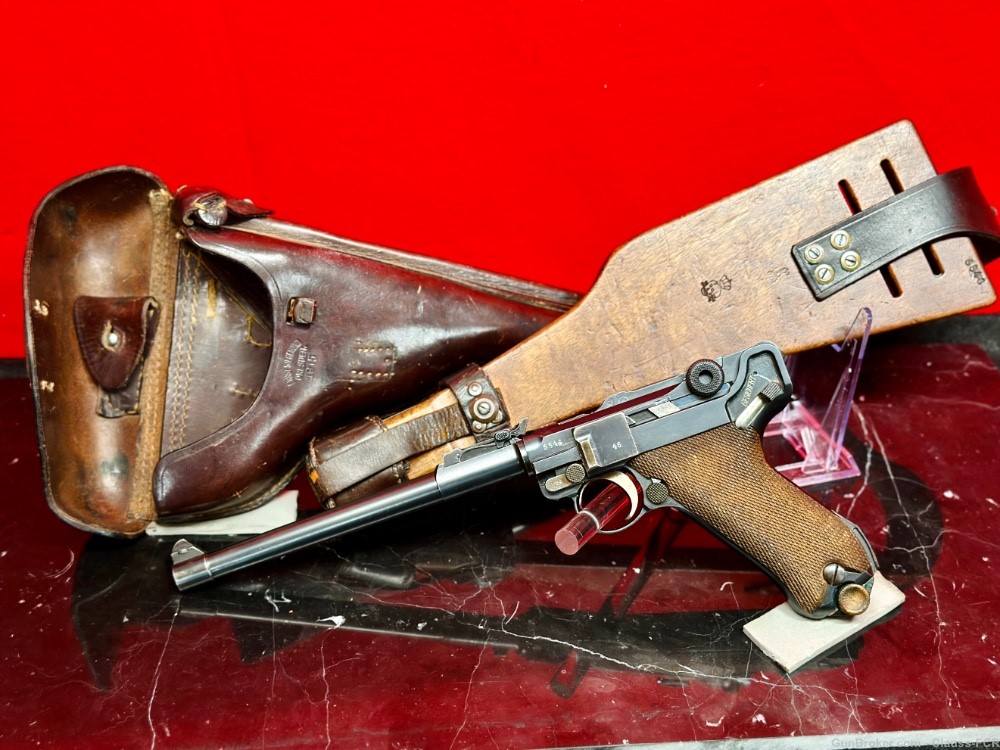 WW1 German DWM Model-1914 COMPLETE Artillary Luger RIG! 100% MATCHING #'s!-img-0