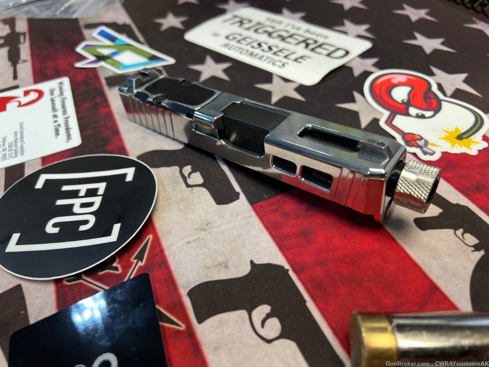 G26 “Play Boy” SS & Blk Complete Slide 9mm Glock 26 Gen 3 4 -CWRAY-img-7