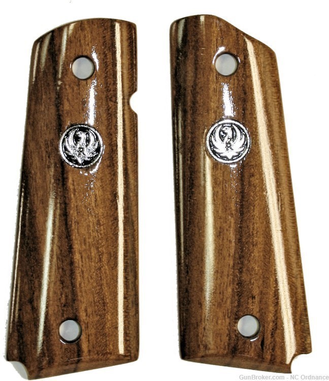 Ruger SR1911 Claro Walnut Grips, Smooth With Medallions-img-0