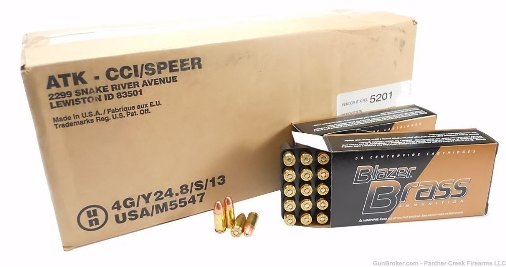 9MM CCI Speer Blazer Brass Luger 124 grain FMJ 1000 rds 5201-img-0