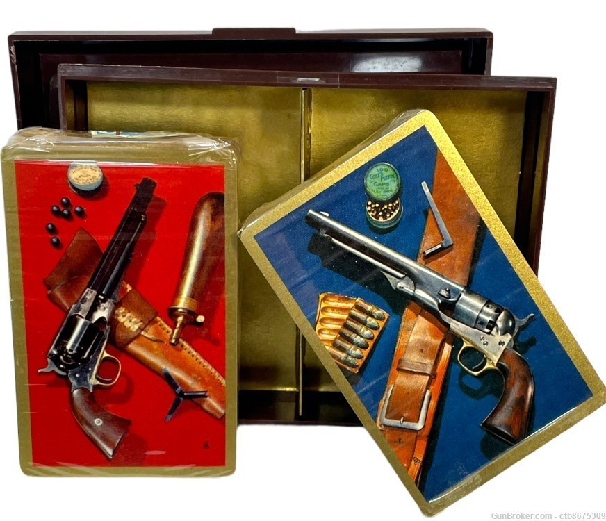Colt Remington Great Guns Sealed Playing Cards w/ Revenue Stamps & Ashtrays-img-3