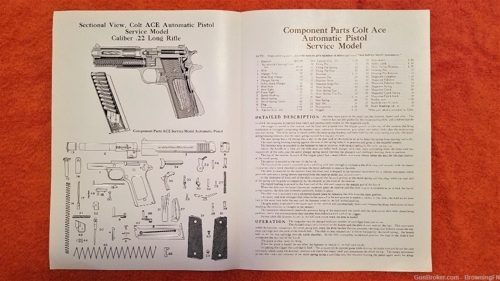 Original Colt Ace Service Model with Floating Chamber Owners Manual *-img-1