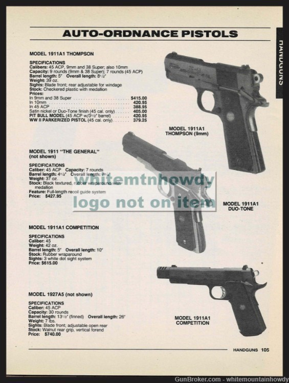 1995 AUTO-ORDNANCE 1911A Thomposon 9mm, Duo-Tone, Competition Pistol AD-img-0