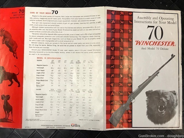 Winchester 1965 Model 70 Dlx Manual Instructions ORIGINAL-img-4