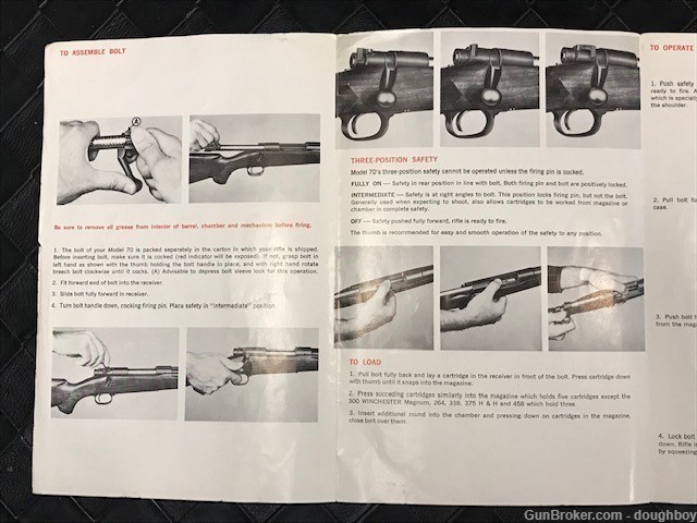 Winchester 1965 Model 70 Dlx Manual Instructions ORIGINAL-img-1