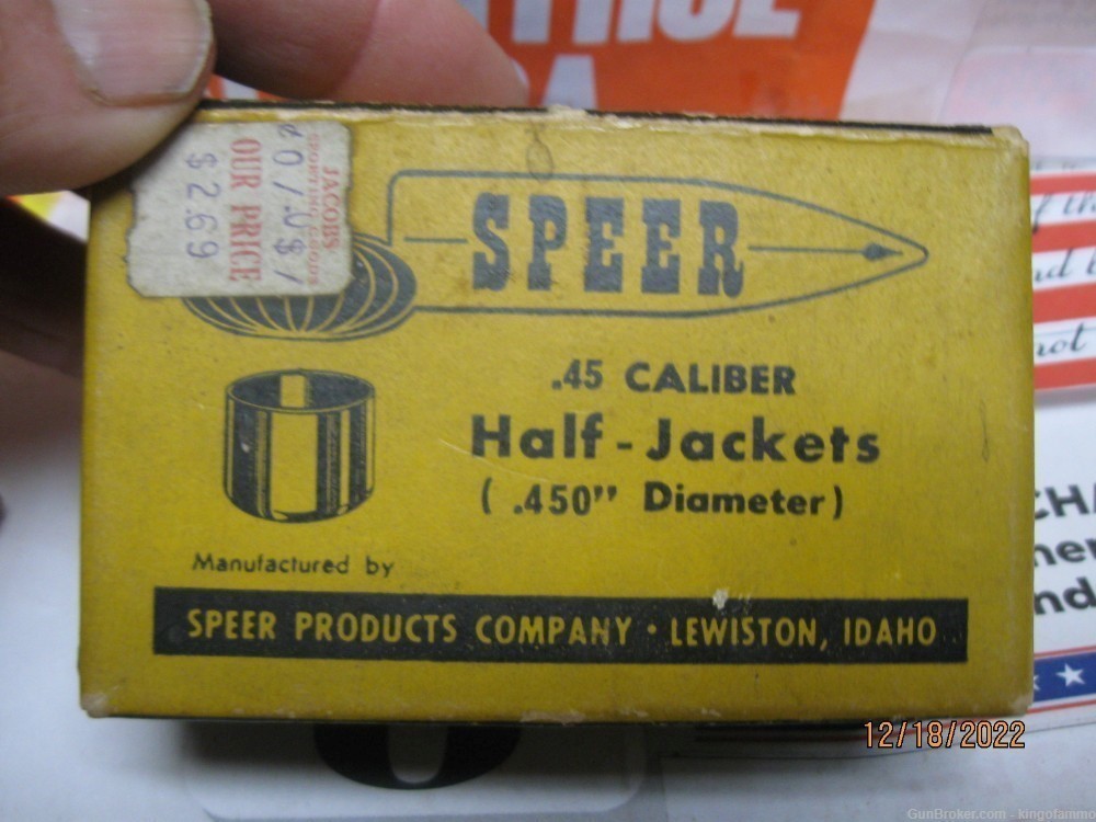 Classic Wire 250 pc Box Speer .45 Cal Half-Jackets .450" diameter; more too-img-1