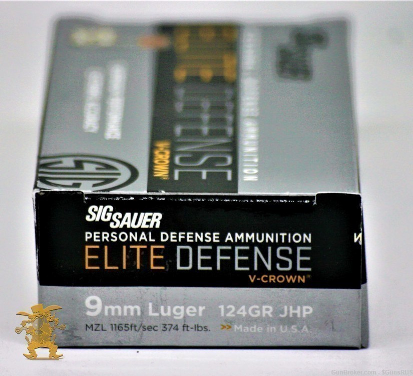 9mm Sig Sauer V-Crown ELITE DEFENSE 9 MM 124 GRAIN Nickel JHP 50 RDS-img-1