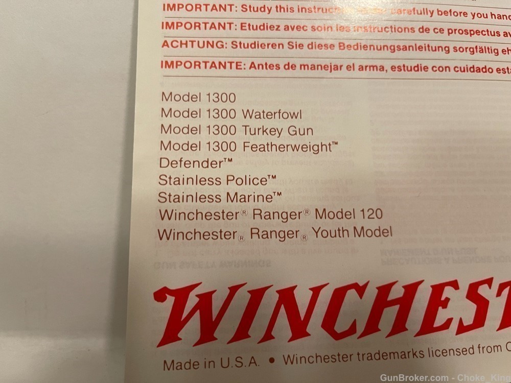 Winchester 1300 shotgun 2/85 Owners Instruction Manual-img-1