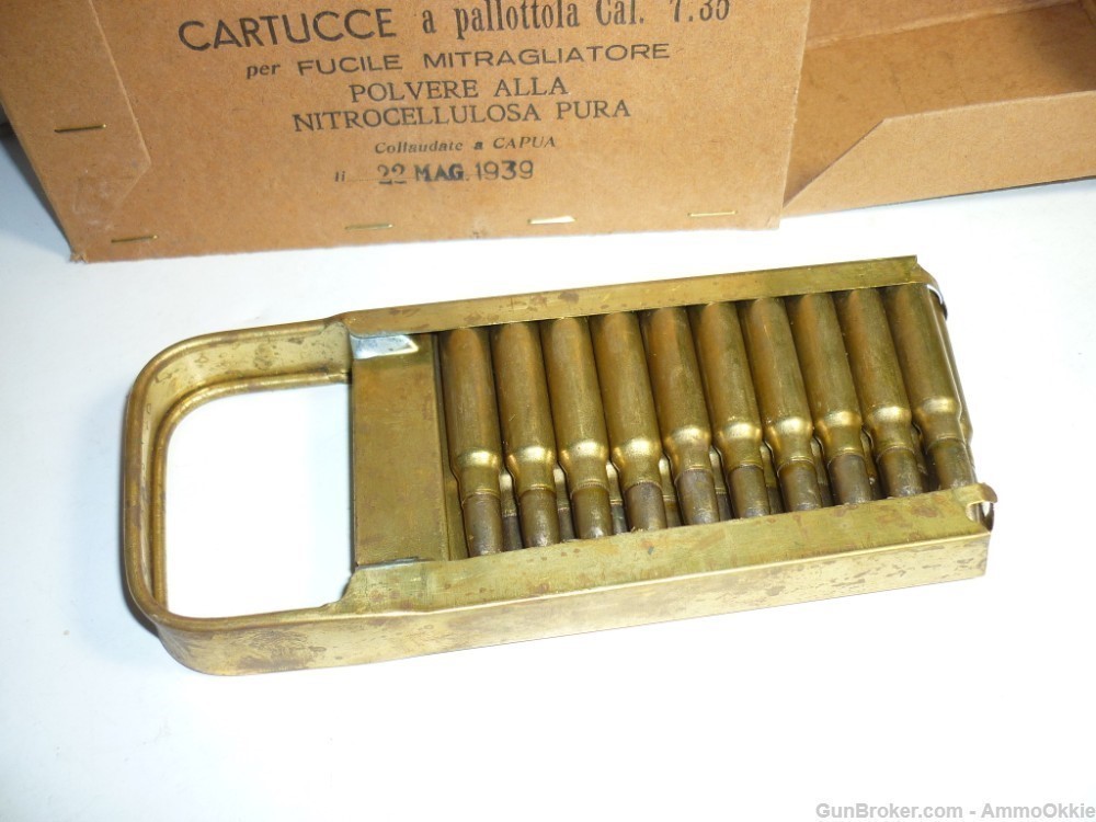 20rd + Brass Charger/Clip 1939 ORIGINAL 7.35 WW2 7.35x51 CARCANO Breda M30-img-6
