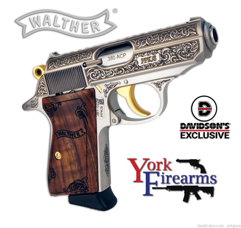 Walther PPK/s Exquisite 24K Gold/Engraved 380ACP Handgun NEW 4796017-img-4