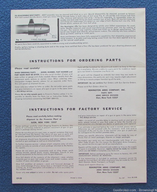 Vintage Remington Model 788 Owners Instruction Manual -img-2