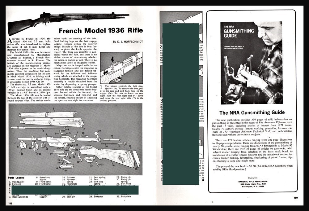 FRANCHI Model 1936 Rifle Exploded Parts List Disassembly Article-img-0