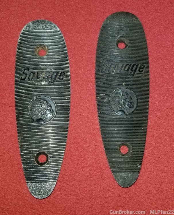 2 Savage aluminum logo buttplates original parts -img-0