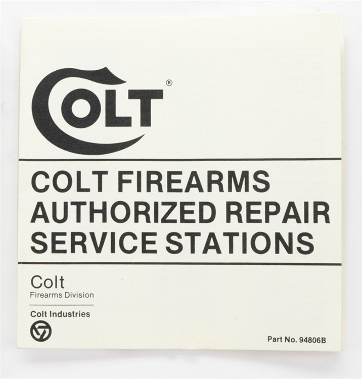 Colt Python Hunter Manual, Repair Stations List, Colt Parts List. 1980-img-2