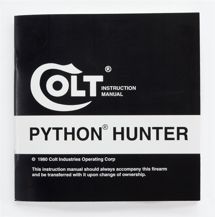 Colt Python Hunter Manual, Repair Stations List, Colt Parts List. 1980-img-1