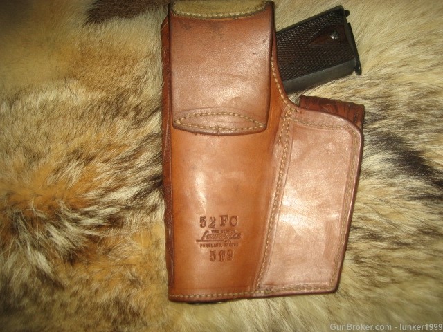 VINTAGE GEO.LAWRENCE HOLSTER WITH EXTRA MAG KEEPER COLT 1911 AUTO !!-img-4