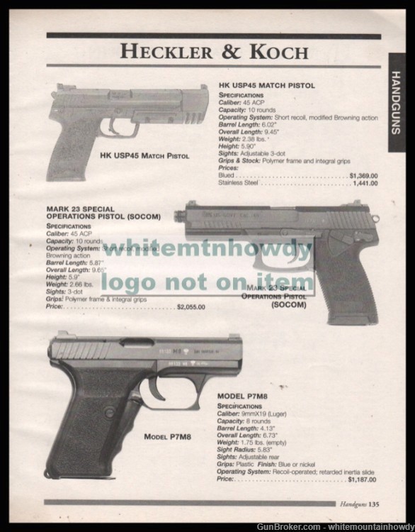 1999 HECKLER & KOCH USP45 Tactical,Universal Self-loading Compact Pistol AD-img-0