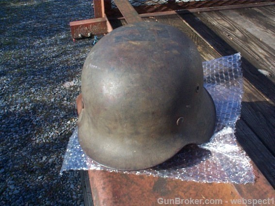 Old M-42 German Military Luftwaffe Helmet with swastika decal-img-4
