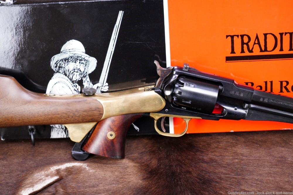 Pietta 1858 Remington Bison .44 12” Percussion Revolver & Stock ATF Antique-img-4