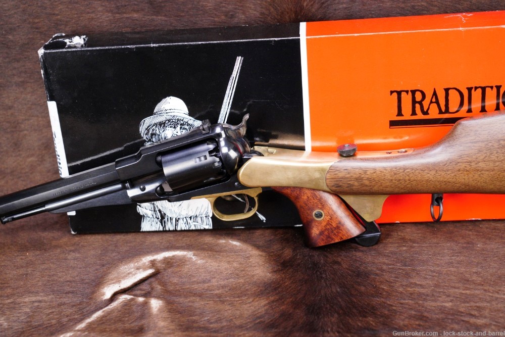 Pietta 1858 Remington Bison .44 12” Percussion Revolver & Stock ATF Antique-img-9