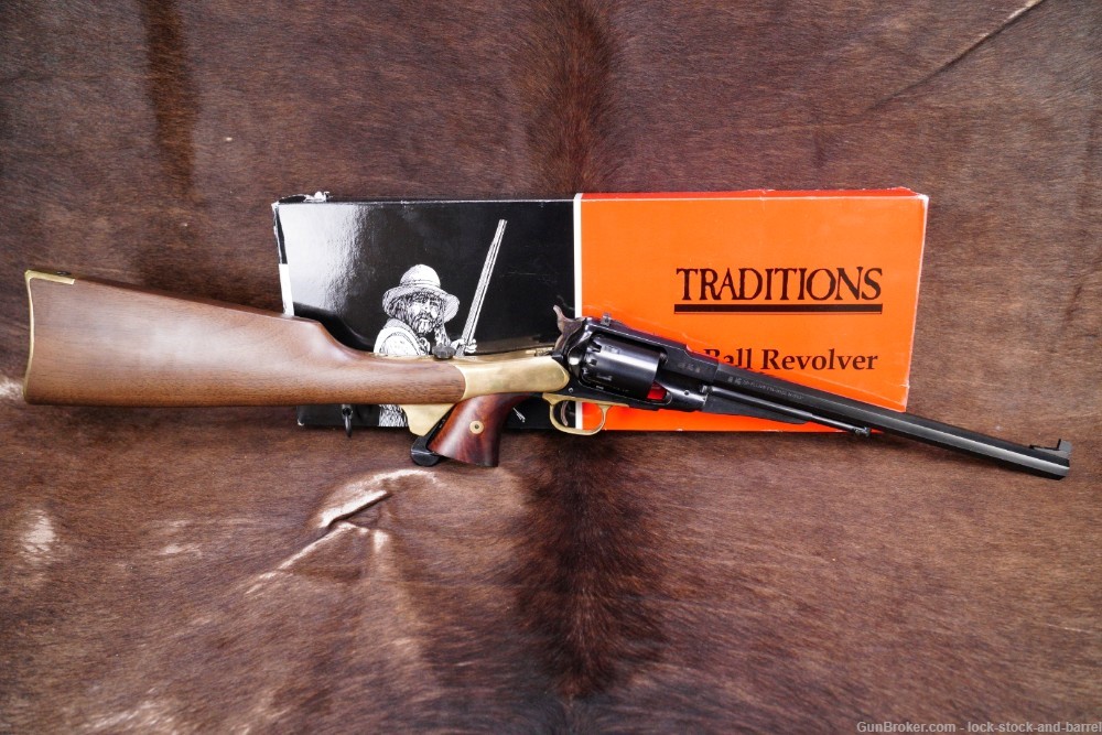 Pietta 1858 Remington Bison .44 12” Percussion Revolver & Stock ATF Antique-img-6