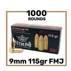 Sterling 9mm 115gr FMJ 1000 Rounds
