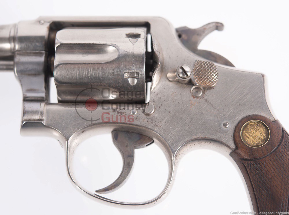 Smith & Wesson Revolver, Hand Ejector, Nickel - 4" - .38 SPL - Used-img-16