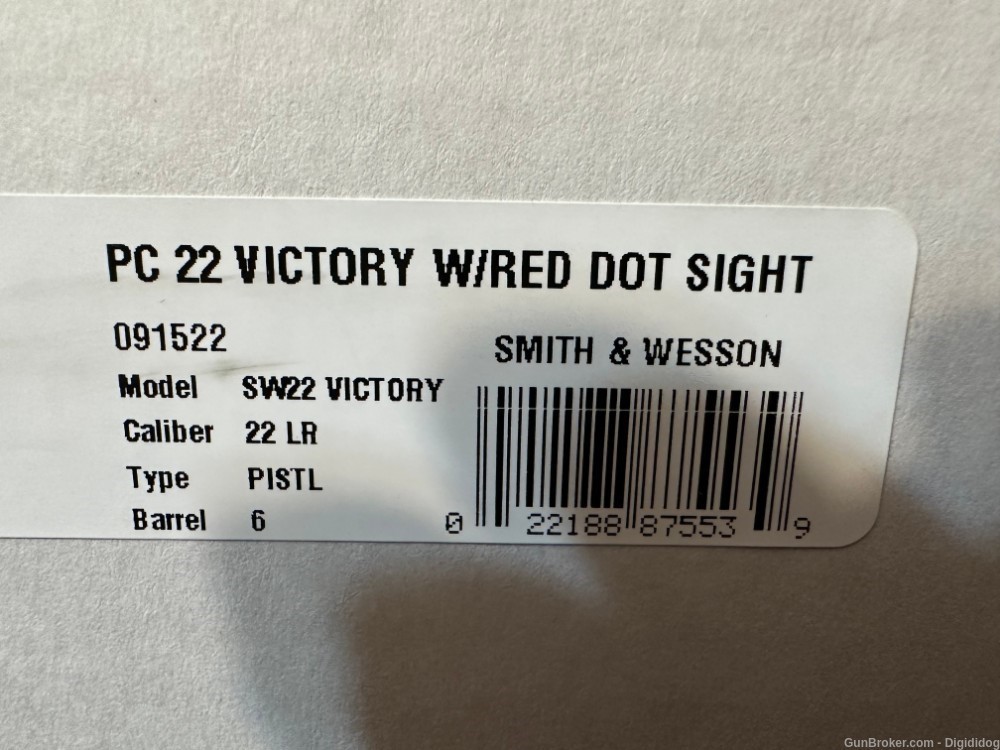 Smith & Wesson PC SW22 Victory 22 LR 6" S&W Smith and Wesson 12079-img-16