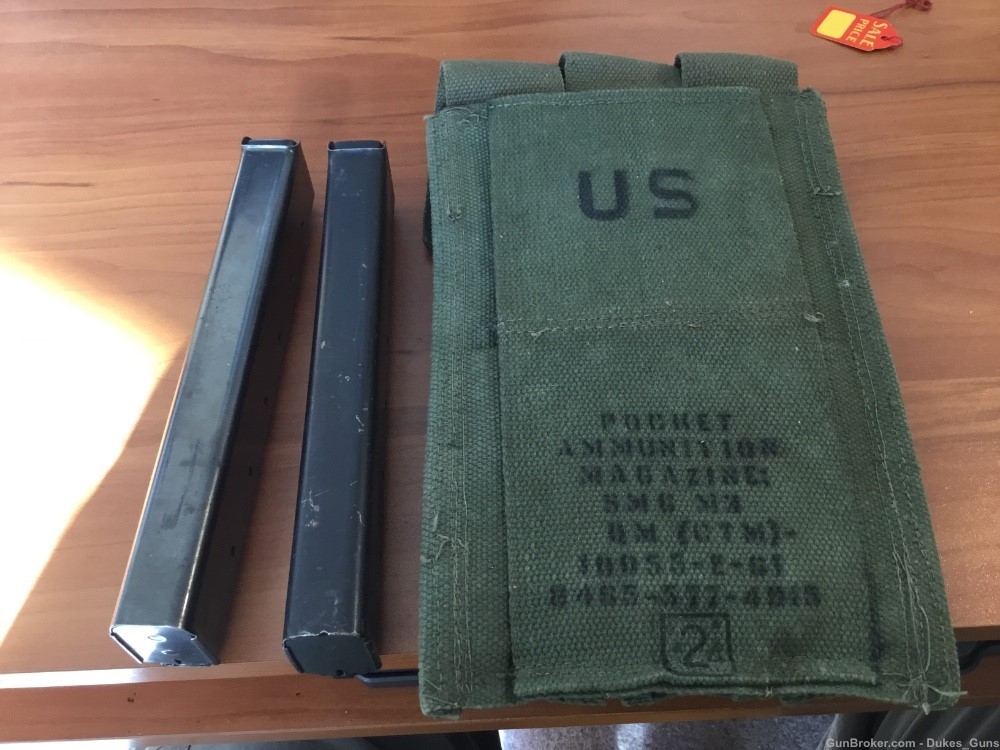 2 original Thompson SMG 30rd. 45ACP mags w/US pouch (T-2)-img-1