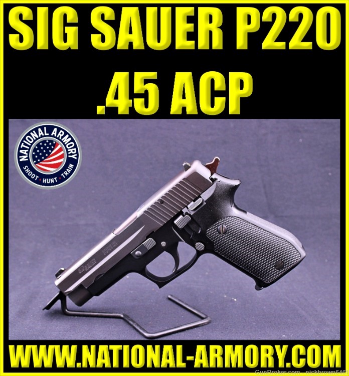 SIG SAUER P220 45 ACP 4.25" BBL GERMAN MFG I STYLE COMBAT SIGHTS DA/SA-img-0