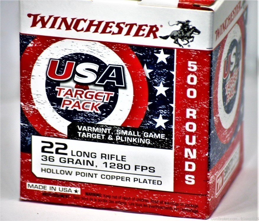 22 lr Winchester USA TARGET PACK LR 36 Grain 22lr Hollow Point 500 ROUND PK-img-3