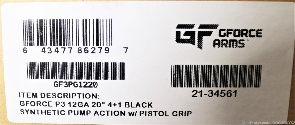 GFORCE ARMS GFPG3 NIB GFPG31220 12GA 20IN 4RD PUMP ACTION SHOTGUN SALE-img-8