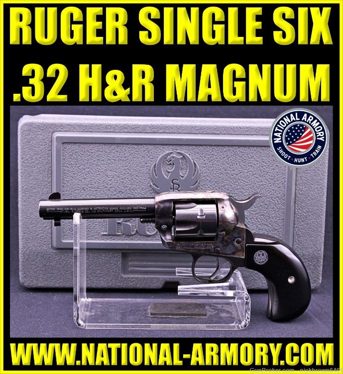2002 RUGER SINGLE SIX 32 H&R MAG 4.62" CASE HARDENED BIRDS HEAD GRIP & CASE-img-0