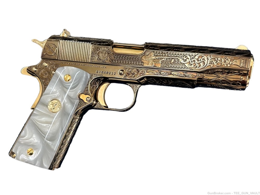 COLT CUSTOM 1911 FULLY ENGRAVED NITRO BRONZE PLATED WITH 24K GOLD ACCENTS -img-9