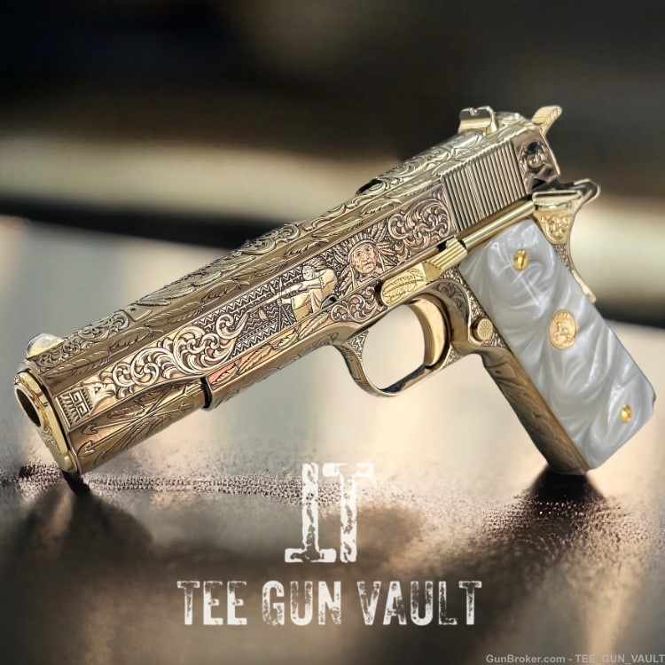 COLT CUSTOM 1911 FULLY ENGRAVED NITRO BRONZE PLATED WITH 24K GOLD ACCENTS -img-0