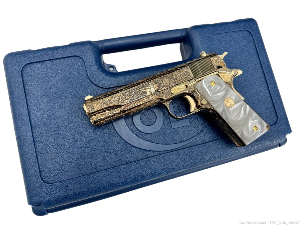 COLT CUSTOM 1911 FULLY ENGRAVED NITRO BRONZE PLATED WITH 24K GOLD ACCENTS -img-5